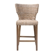 bali & pari Enver Bohemian Gray Kubu Rattan and Mahogany Wood Counter Stool