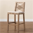 bali & pari Poltak Gray Natural Kubu Rattan and Mahogany Wood Counter Stool
