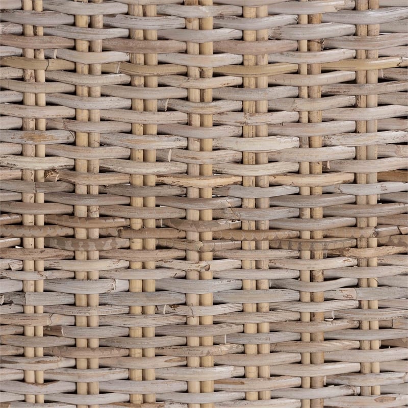 bali & pari Toby Gray Kubu Rattan and Rustic Taupe Mahogany Wood Counter Stool