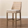 bali & pari Toby Gray Kubu Rattan and Rustic Taupe Mahogany Wood Counter Stool