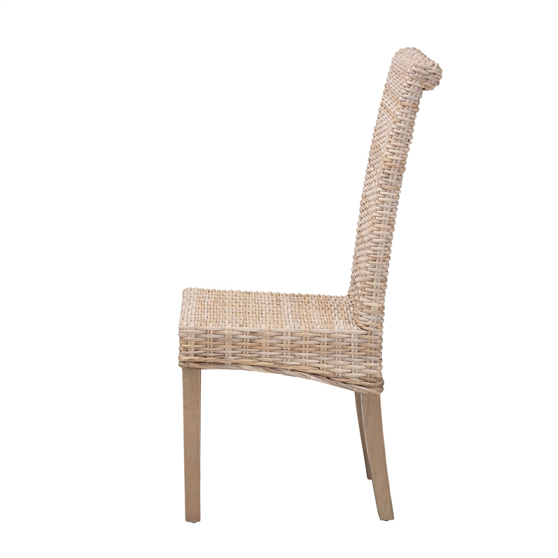 bali & pari Santiago Gray Natural Kubu Rattan and Mango Wood Dining Chair