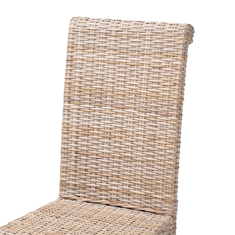 bali & pari Santiago Gray Natural Kubu Rattan and Mango Wood Dining Chair