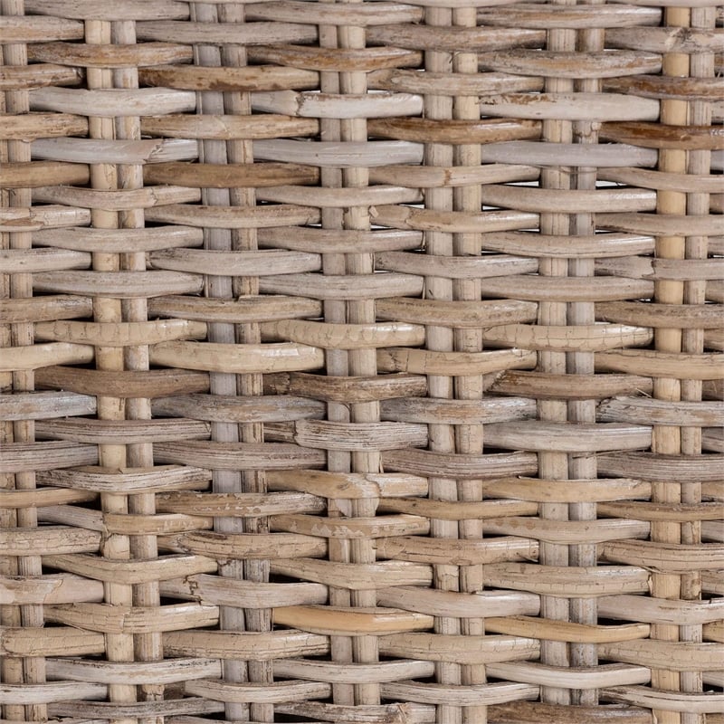 bali & pari Nevina Bohemian Gray Kubu Rattan and Mango Wood Dining Chair