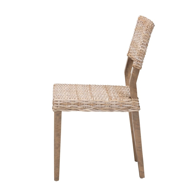 bali & pari Barossa Bohemian Gray Kubu Rattan and Mahogany Wood Dining Chair