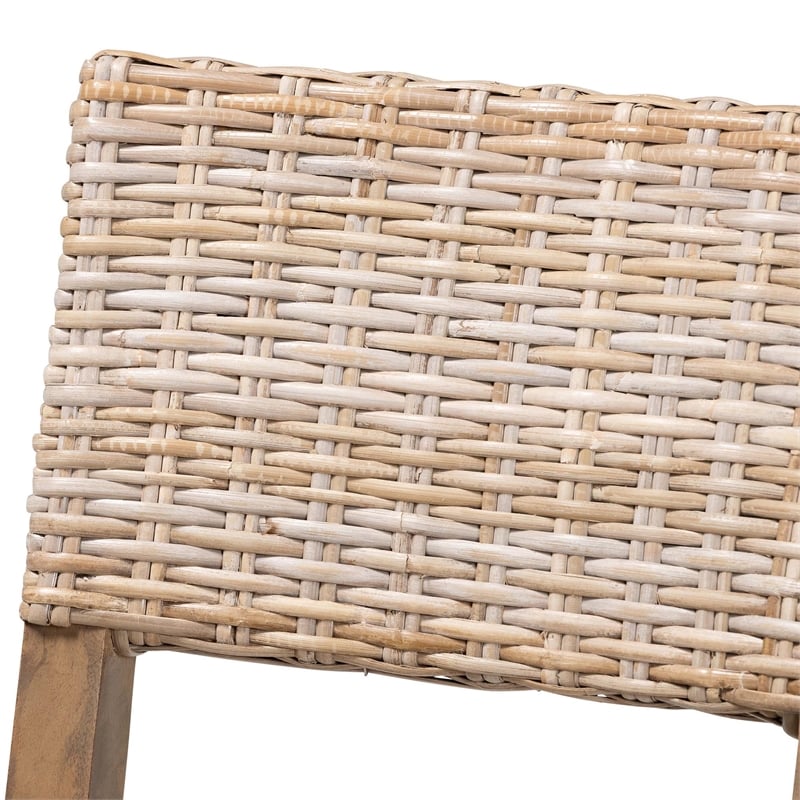 bali & pari Barossa Bohemian Gray Kubu Rattan and Mahogany Wood Dining Chair