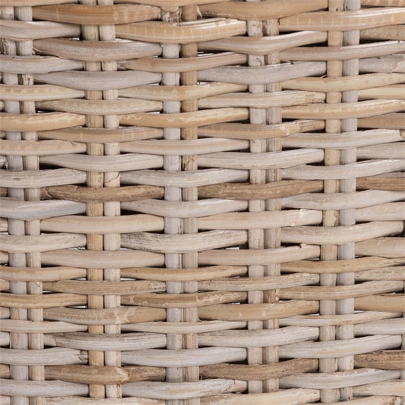 bali & pari Barossa Bohemian Gray Kubu Rattan and Mahogany Wood Dining Chair
