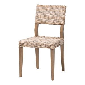 bali & pari Barossa Bohemian Gray Kubu Rattan and Mahogany Wood Dining Chair