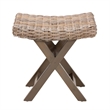 bali & pari Hayate Gray Kubu Rattan and Mahogany Wood Ottoman Footstool