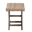 bali & pari Hayate Gray Kubu Rattan and Mahogany Wood Ottoman Footstool