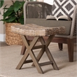bali & pari Hayate Gray Kubu Rattan and Mahogany Wood Ottoman Footstool
