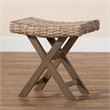 bali & pari Hayate Gray Kubu Rattan and Mahogany Wood Ottoman Footstool