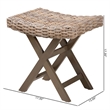 bali & pari Hayate Gray Kubu Rattan and Mahogany Wood Ottoman Footstool