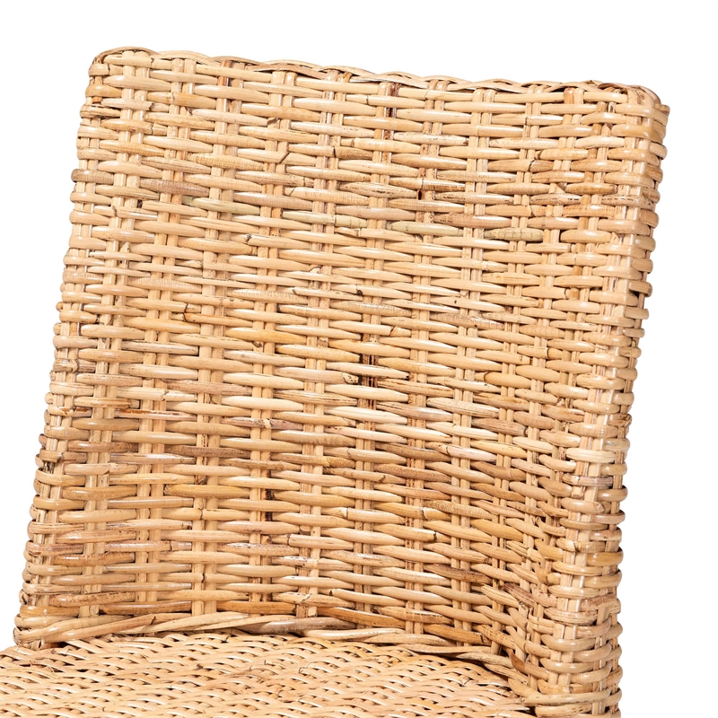 bali & pari Rowen Light Honey Kubu Rattan and Mahogany Wood Dining Chair