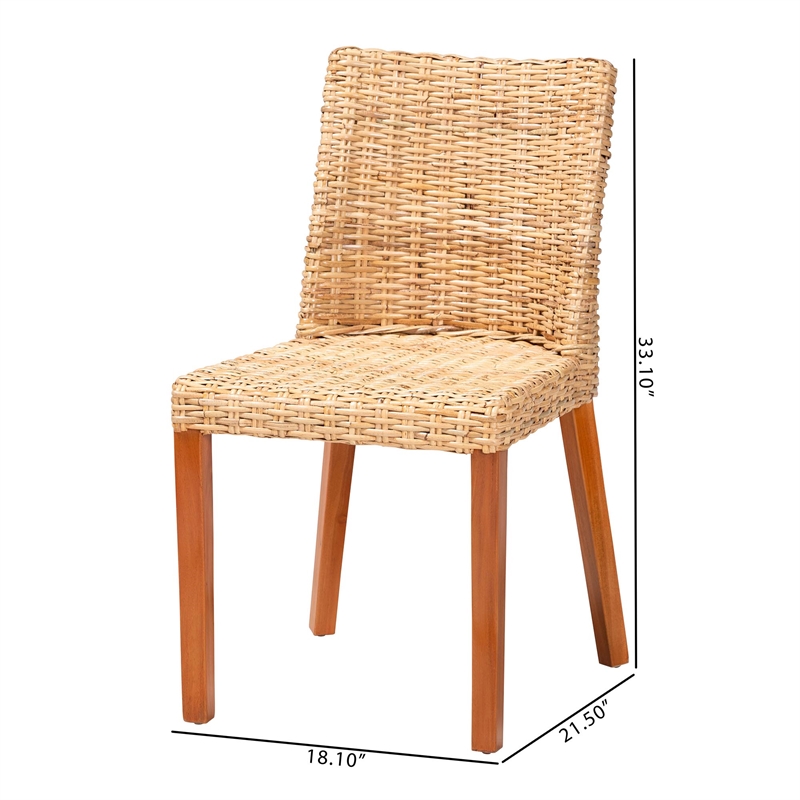 bali & pari Rowen Light Honey Kubu Rattan and Mahogany Wood Dining Chair