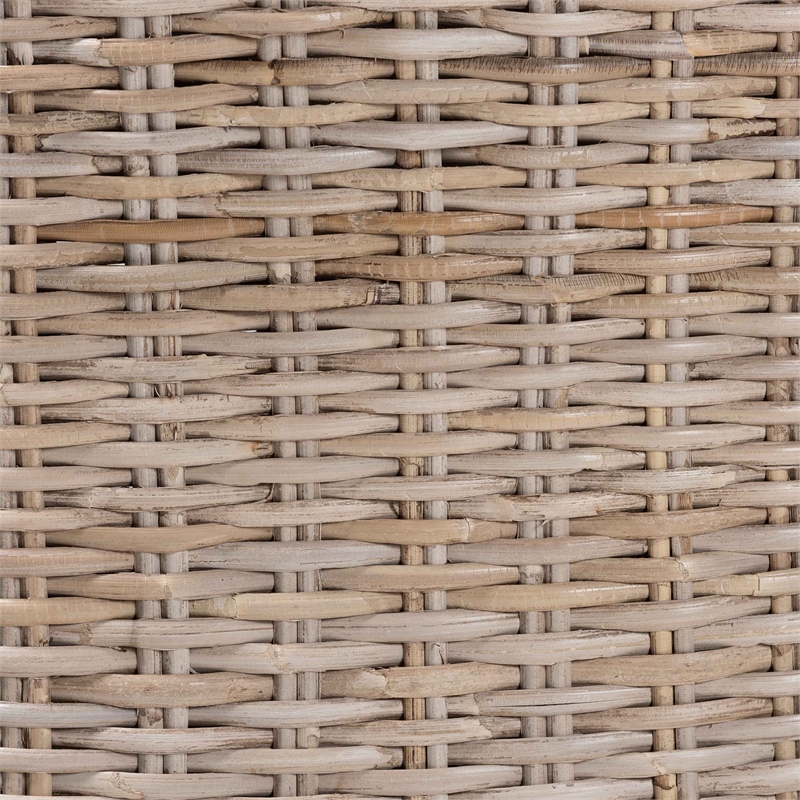 bali & pari Lara Bohemian Gray Kubu Rattan and Mahogany Wood Dining Chair