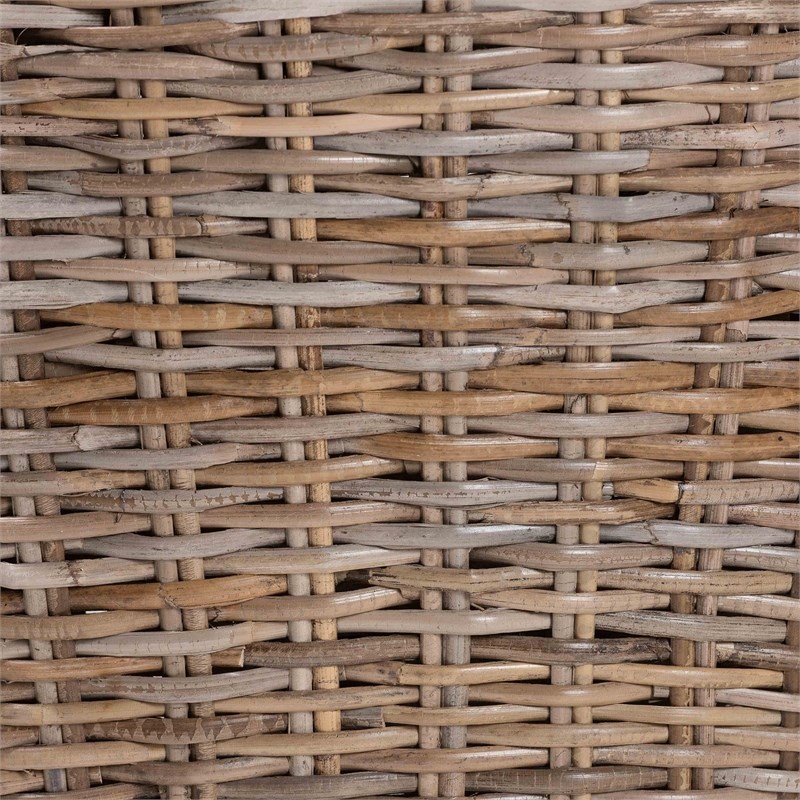 bali & pari Niesha Gray Natural Kubu Rattan and Mahogany Wood Dining Chair
