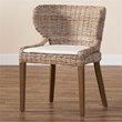 bali & pari Niesha Gray Natural Kubu Rattan and Mahogany Wood Dining Chair
