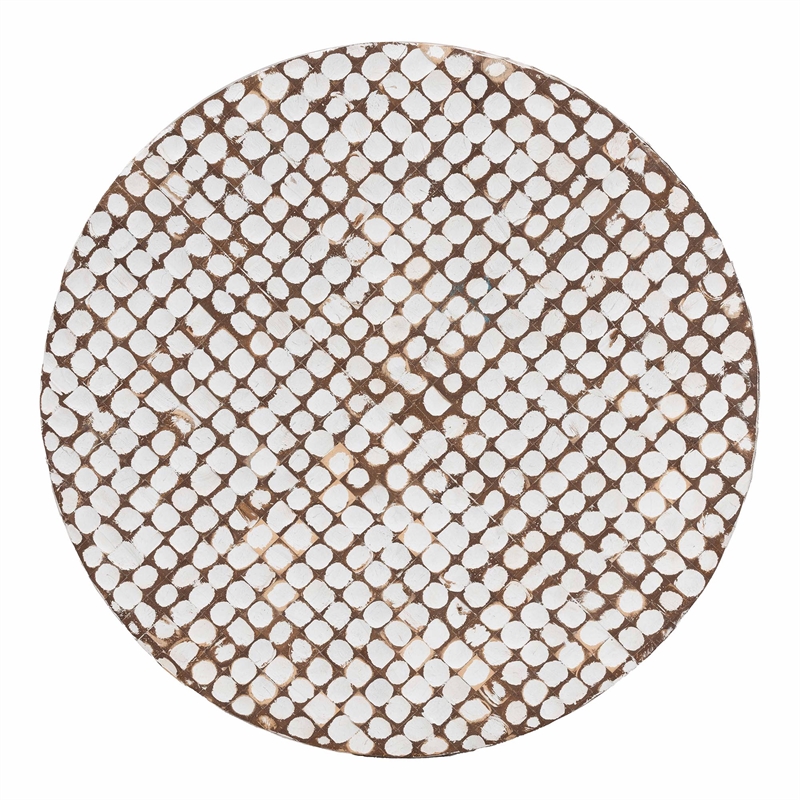 bali & pari Kaloni Bohemian Ivory Coconut Shell and Acacia Wood Coffee Table