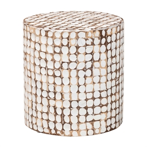 bali & pari Juliette Bohemian Ivory Coconut Shell and Acacia Wood End Table