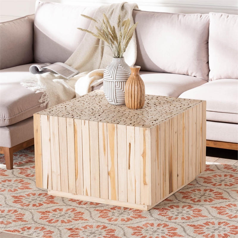 bali & pari Augusta Teak Wood Coffee Table with Unique Repurposed Wood Logs