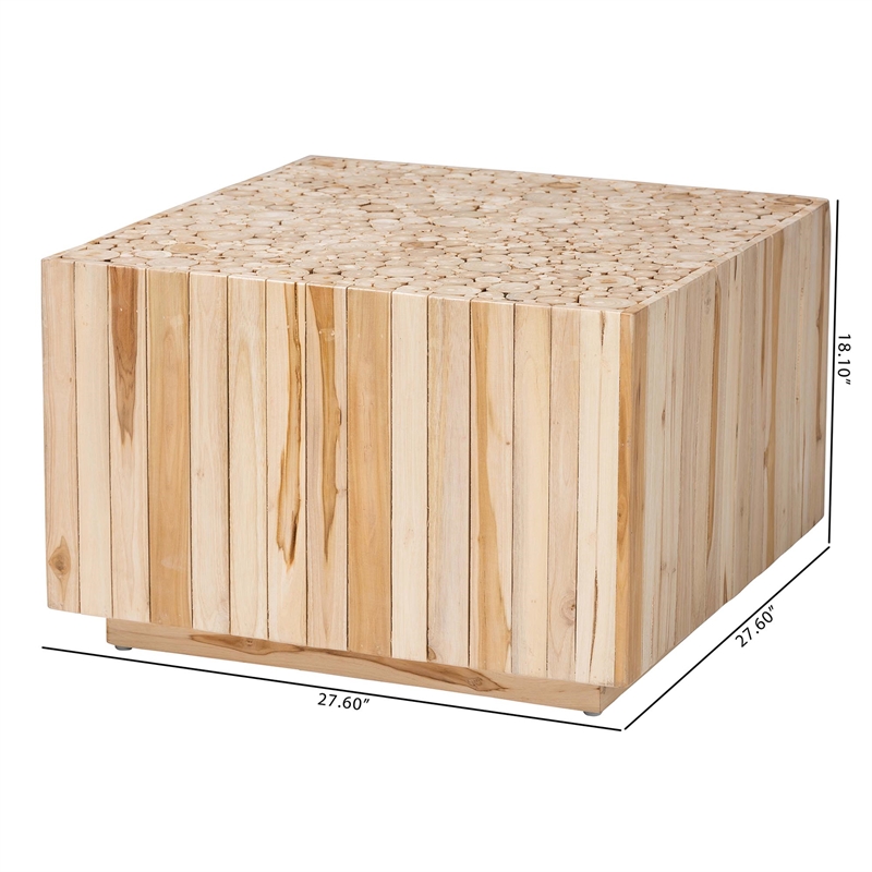 bali & pari Augusta Teak Wood Coffee Table with Unique Repurposed Wood Logs