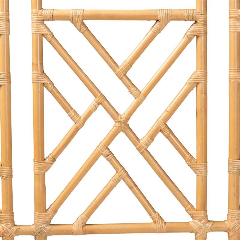 bali & pari Karavo Bohemian Natural Rattan Queen Size Standalone Headboard