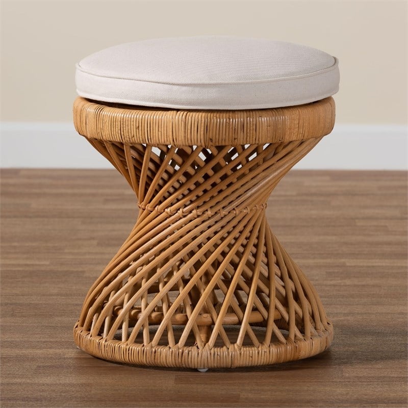 bali & pari Borneo Bohemian Light Honey Rattan Footstool