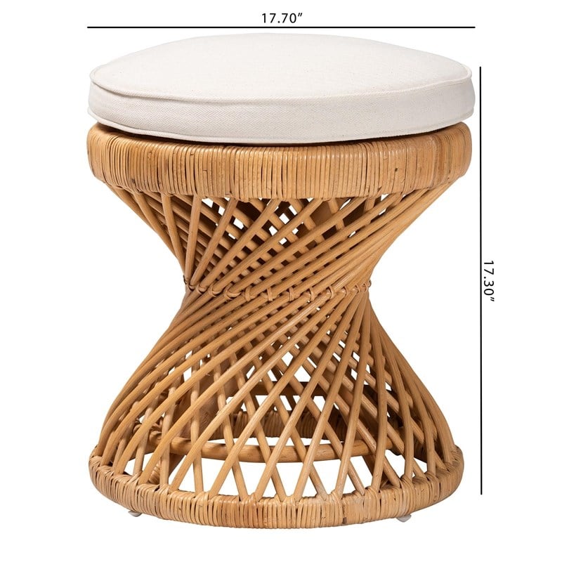 bali & pari Borneo Bohemian Light Honey Rattan Footstool