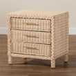 bali & pari Lanica Japandi Sun Bleached Rattan 3-Drawer Nightstand