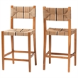 bali & pari Prita Paper Loom and Natural Mahogany Wood 2-Piece Bar Stool Set