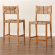 bali & pari Prita Paper Loom and Natural Mahogany Wood 2-Piece Bar Stool Set