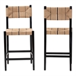 bali & pari Prita Paper Loom and Black Mahogany Wood 2-Piece Bar Stool Set