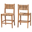bali & pari Prita Paper Loom and Natural Mahogany Wood 2-Piece Counter Stool Set