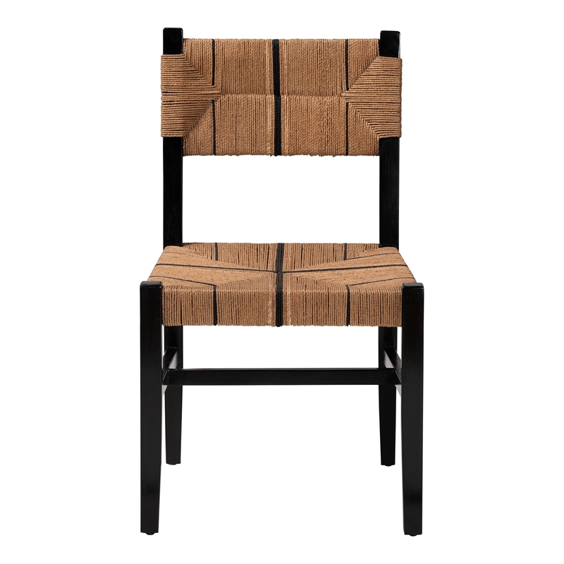 bali & pari Prita Bohemian Paper Loom and Black Mahogany Wood Dining Chair