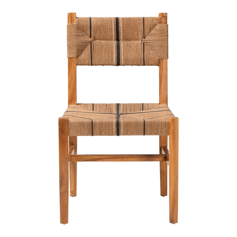 bali & pari Prita Bohemian Paper Loom and Natural Mahogany Wood Dining Chair