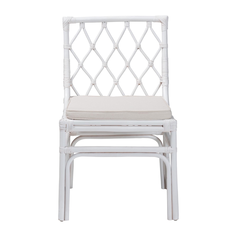 bali & pari Carwyn Bohemian White Rattan Dining Chair