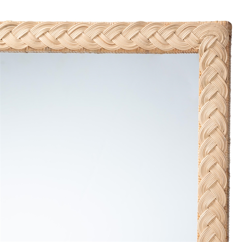bali & pari Lanica Japandi Sun Bleached Rattan Wall Mirror