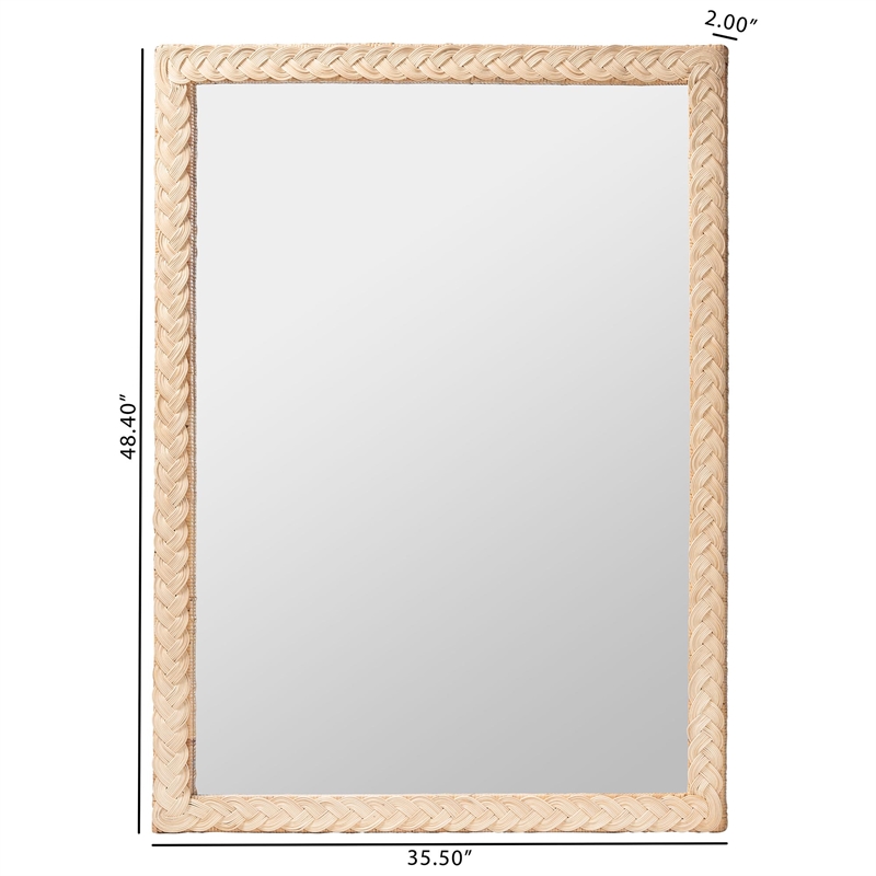bali & pari Lanica Japandi Sun Bleached Rattan Wall Mirror