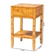 bali & pari Ghina Natural Light Mappa Burl Wood 1-Drawer Nightstand