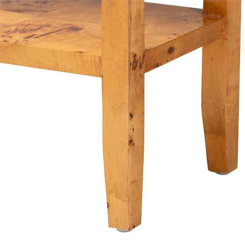 bali & pari Ghina Natural Light Mappa Burl Wood 2-Drawer Console Table