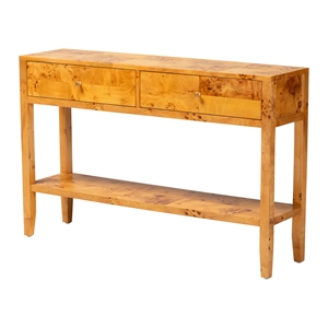 bali & pari Ghina Natural Light Mappa Burl Wood 2-Drawer Console Table