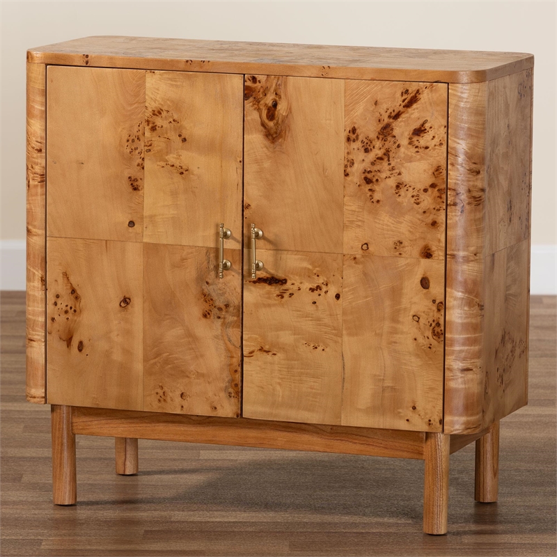 bali & pari Latika Natural Mappa Burl Wood Storage Cabinet
