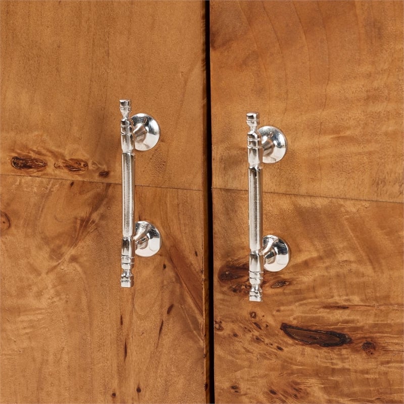 bali & pari Valora Natural Mappa Burl Wood 4-Door Sideboard Buffet