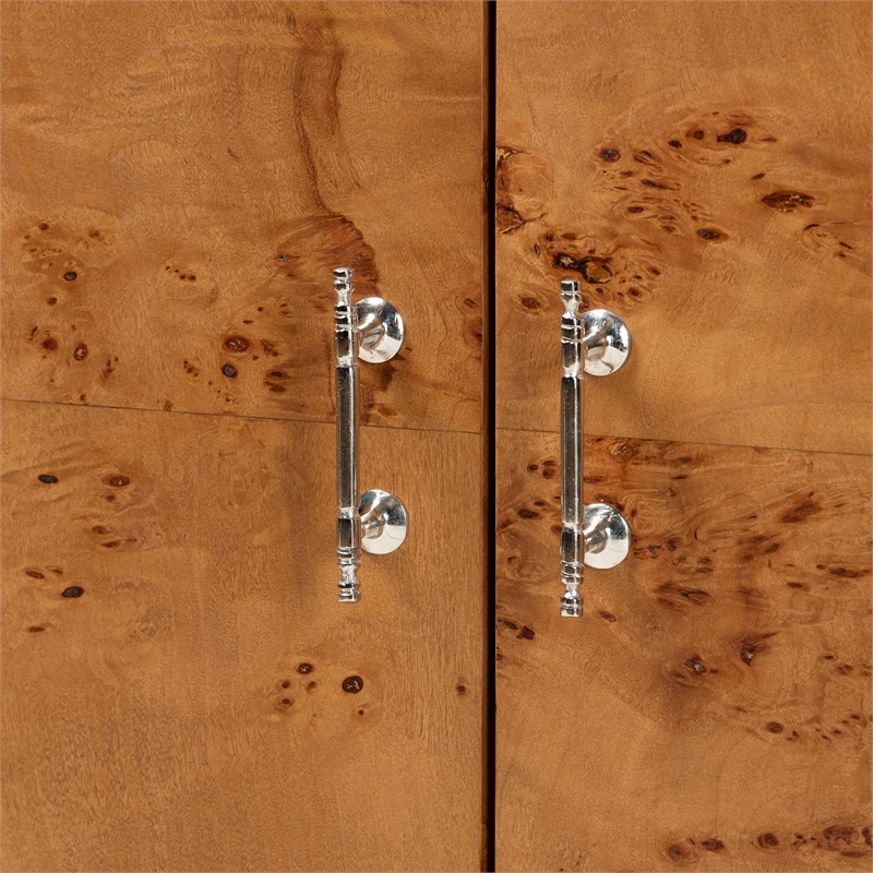 bali & pari Valora Natural Mappa Burl Wood 2-Door Console Cabinet