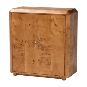 bali & pari Valora Natural Mappa Burl Wood 2-Door Console Cabinet