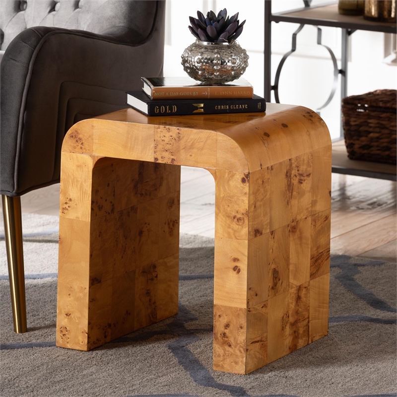 bali & pari Revelle Natural Light Mappa Burl Wood End Table