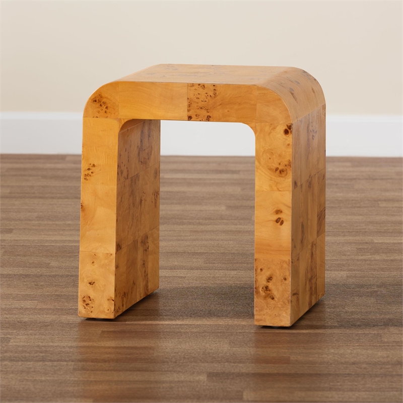 bali & pari Revelle Natural Light Mappa Burl Wood End Table