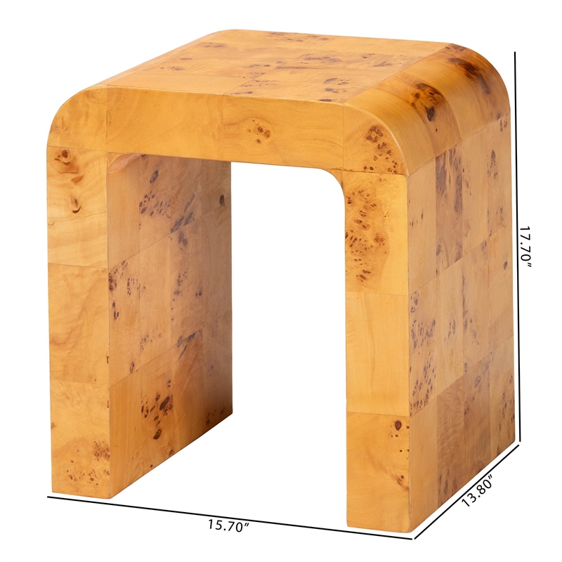 bali & pari Revelle Natural Light Mappa Burl Wood End Table