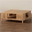 bali & pari Kalimantan Light Honey Rattan and Mahogany Wood Square Coffee Table