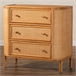 bali & pari Radenza Bohemian Light Honey Rattan 3-Drawer Storage Cabinet